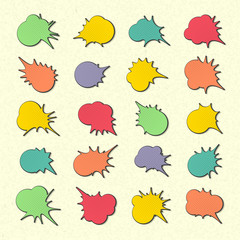 Colored speech bubbles, explosion in popart style. Comic book