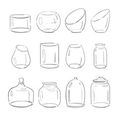 set of glass vases and jars
