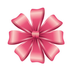 ribbon bow color pink decoration gift vector illustration