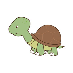 cute turtle tortoise pet animal green vector illustration