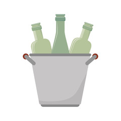 bucket wine bottle cold liquid drink vector illustration