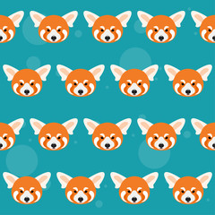Red panda bear portrait seamless pattern background.