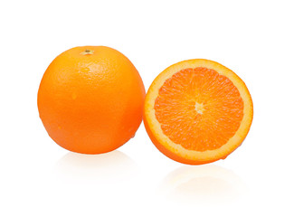 A half of orange fruits with water drop isolated on a white back