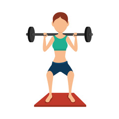 Fototapeta premium girl exercising and lifting weight training healthy fitness activity vector illustration