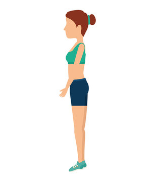 girl exercising training healthy fitness activity vector illustration