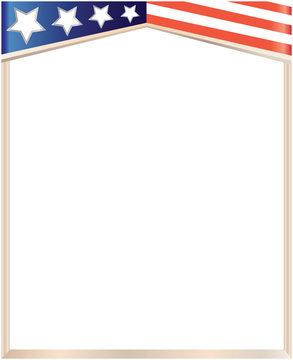 Frame with USA flag on white background with empty space