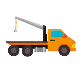 Fototapeta na wymiar yellow car towing truck tow service vehicle vector illustration