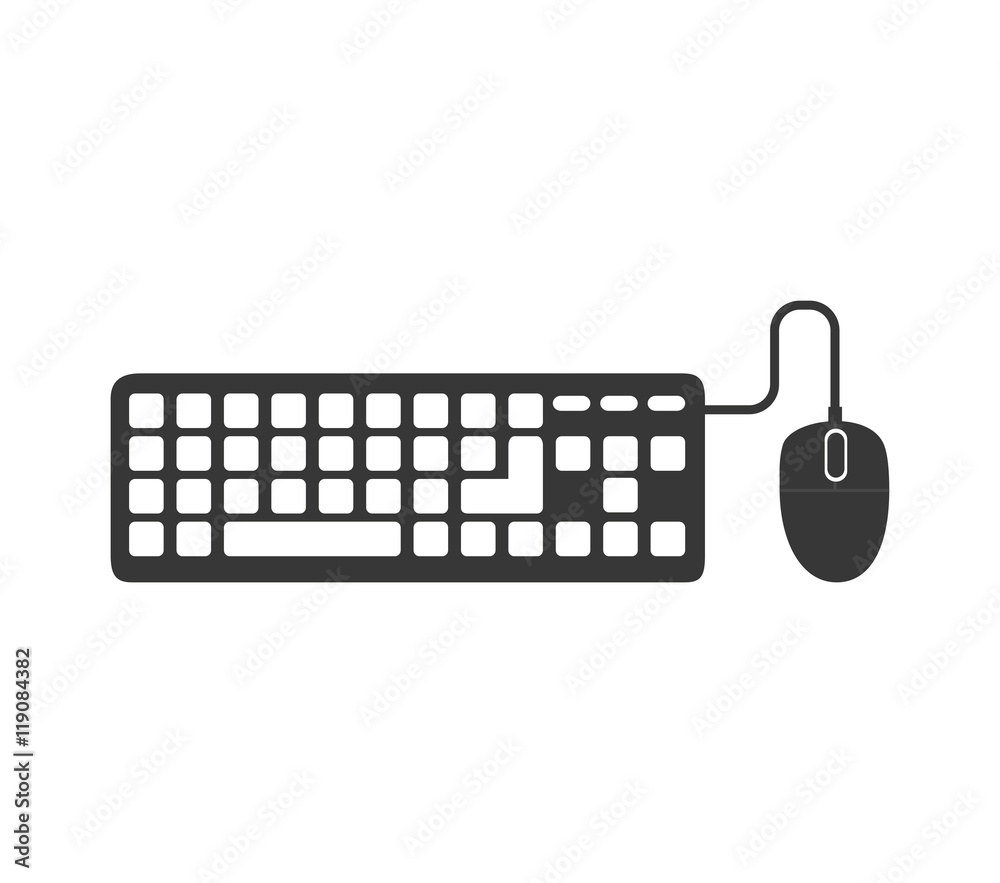 Fototapete computer and technology keyboard and mouse devices vector illustration