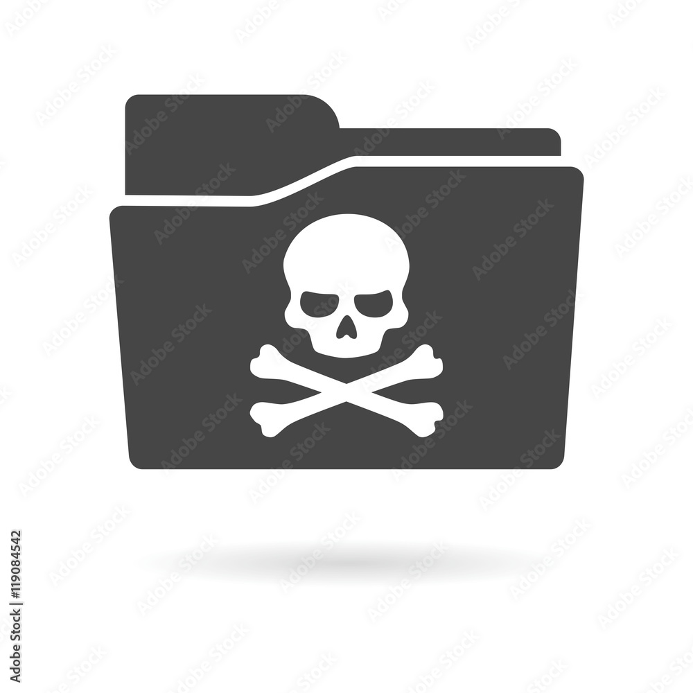 Wall mural isolated file folder icon with a skull