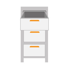 file cabinet office and desk furniture vector illustration