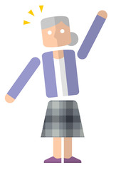 シニア女性：手を上げる
