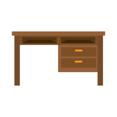 wooden desk home and office furniture item workplace vector illustration