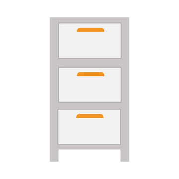file cabinet office and desk furniture vector illustration