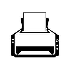 printer machine technology and electronic device silhouette vector illustration