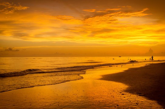 Stunning orange beach sunset