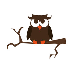 owl on a branch happy halloween season vector illustration