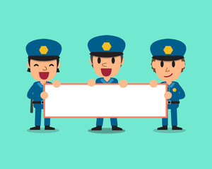 Cartoon policemen holding board for presentation