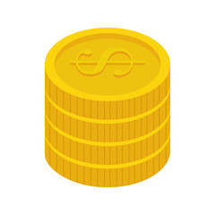 money coins in gold color with money sign vector illustration