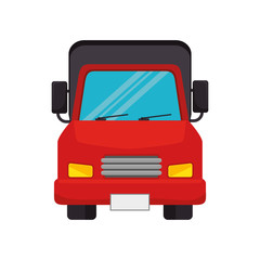 red cargo truck transportation vehicle front view vector illustration