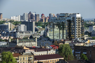 Kiev cityscape: view of Rusanovka district with water