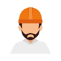 avatar construction man wearing white shirt and orange helmet vector illustration