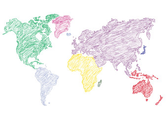 vector illustration world map pencil sketched