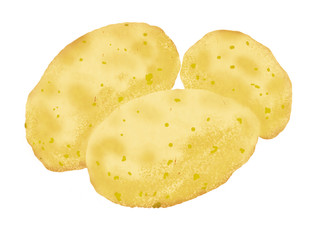 Three potatoes on a white background