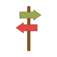 road sign wooden arrow direction way vector illustration
