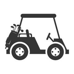 golf car vehicle auto transport sport game silhouette vector illustration