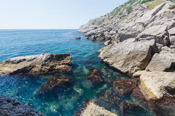 Crimea mountains and Black sea landscape, good sunny day