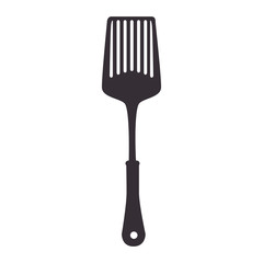 kitchen turner slotted  utensil silverware food silhouette vector illustration
