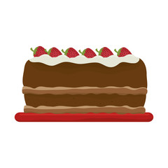cake dessert food strawberry pastry bakery sweet taste vector illustration