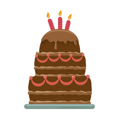 cake dessert food birthday candles pastry bakery sweet cream vector illustration