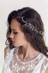 Bride beautiful woman in wedding dress - style