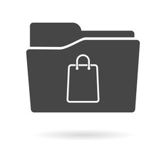 Isolated file folder icon with a shopping bag