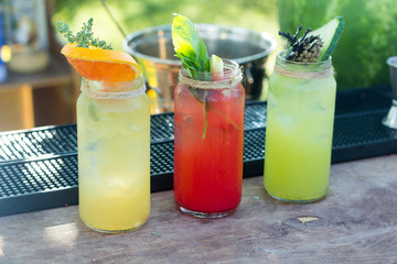 red and green glass cocktail