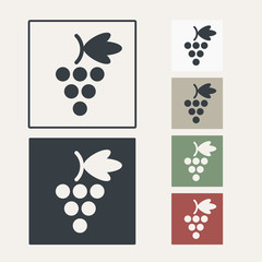 set of flat grape icons