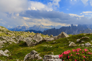 Cadini di Misurina range in National Park Tre Cime di Lavaredo. Dolomites, South Tyrol. Location Auronzo, Italy
