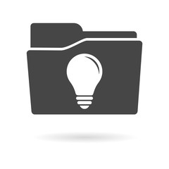 Isolated file folder icon with a light bulb