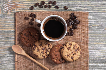 Coffee cup and cookies