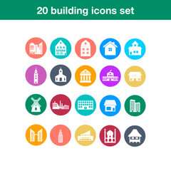 Building flat icon set