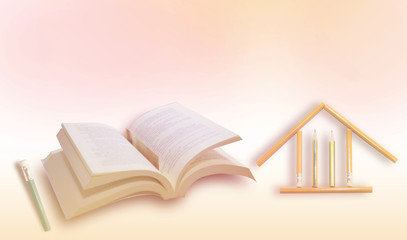 group of book and pencil  