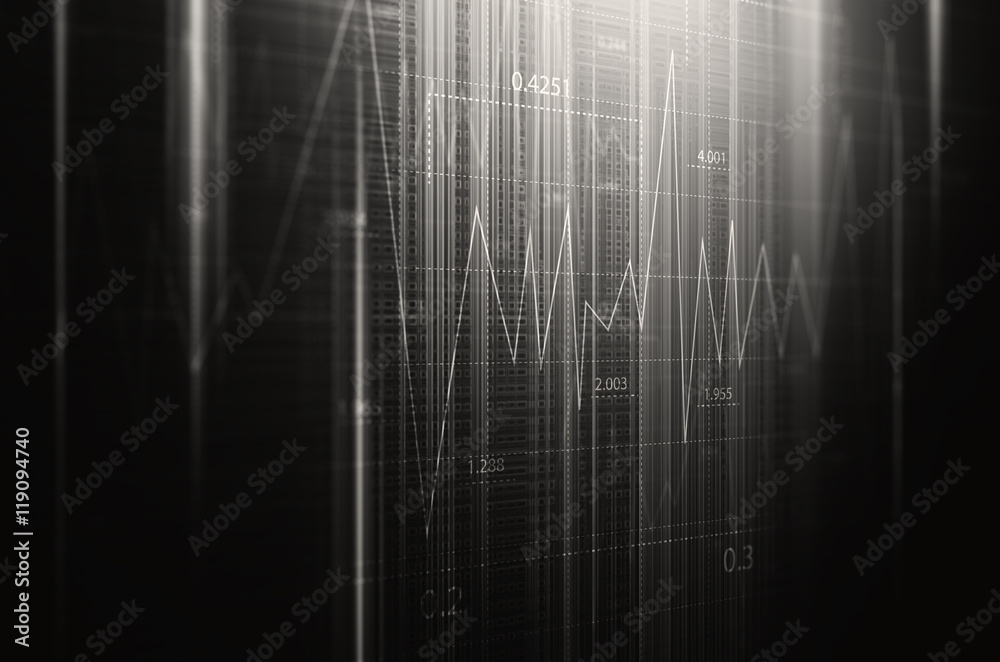 Wall mural Financial data on a monitor