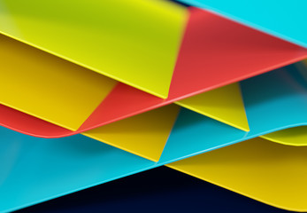 Abstract lines and 3D coloful shapes with wave form. 3d illustration