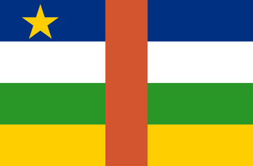 Vector flat style Central African Republic state flag. Official design of CAR national flag. Symbol with stripes and star emblem. Independence day, holiday, template background illustration