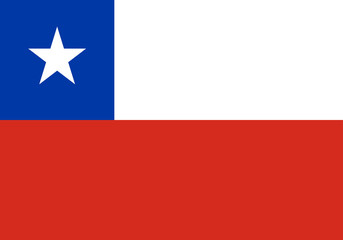 Vector flat style Republic of Chile state flag. Official design of Chile national flag. Symbol with stripes an star emblem. Independence day, holiday, web button, template background illustration