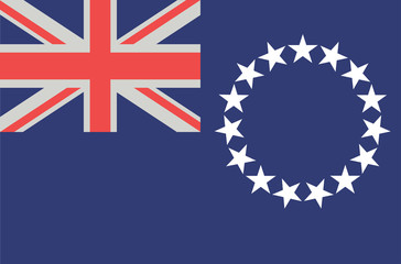 Vector flat style Cook Islands state flag. Official design of Cook Islands national flag. Symbol with great britain flag, stars circle emblem. Independence day, holiday, background illustration