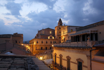 Fototapeta premium The baroque town of Noto, Sicily Italy, a Unesco World Heritage site. Before the Sunset