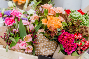 flower market, bright vivid colorful fresh flowers