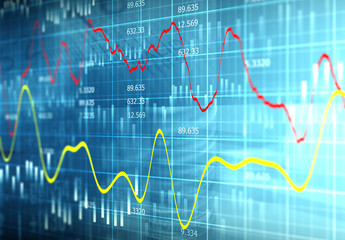 Financial data on a monitor